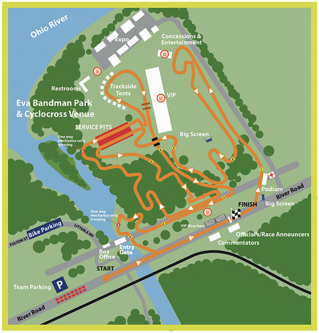 Mapa okruhu mistrovství světa v cyklokrosu 2013 v Louisville