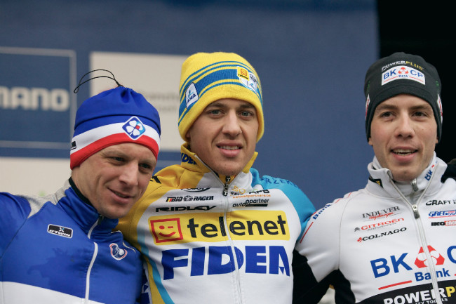 Světový pohár v cyklokrosu, Nommay 2014: 1. Meussen, 2. Mourey, 3. Walsleben