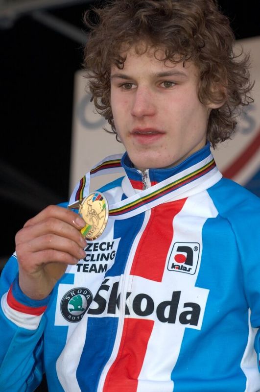 Jiří Polnický a jeho první bronzová medaile z MS - Mistrovství světa v cyklokrosu 2007, junioři - Hooglede-Gits, Belgie